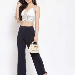 Kotty Navy Flared Fit Pants image 4