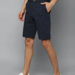 Louis Philippe Navy Cotton Slim Fit Striped Shorts image 3