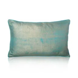 Home4U Jemma Blue & Gold Cotton Slub Cushion Cover - Set of 1 image 1