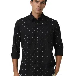 Van Heusen Black Cotton Slim Fit Embroidery Shirt-picture-30