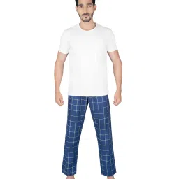XYXX White & Navy Regular Fit Night Suit image 1