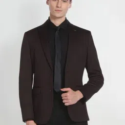 Arrow Maroon Slim Fit Self Pattern Blazer-image-36