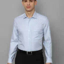 Louis Philippe Permapress Blue Cotton Regular Fit Printed Shirt-picture-13