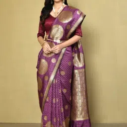 Elora Purple Silk Woven Saree With Unstitched Blouse-picture-14