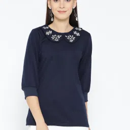 Belle Fille Navy Embellished Sweatshirt image 1