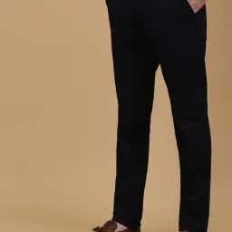 JB Studio Black Cotton Slim Fit Solid Trouser image 2