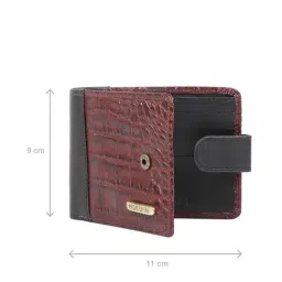 Hidesign Red Leather Rfid Bi-Fold Wallet for Men image 3