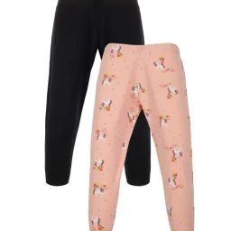 Plum Tree Kids Black & Peach Solid Leggings (Pack Of 2)-picture-46