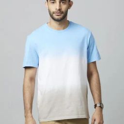 celio Celio* Blue Cotton Regular Fit Ombre T-Shirt-picture-38