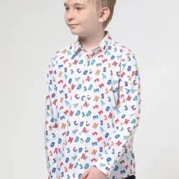Jack & Jones Junior White Cotton Printed Full Sleeves Shirt-picture-45