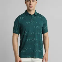 Simon Carter London Green Cotton Slim Fit Printed Polo T-Shirt-image-60
