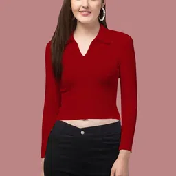 Maheshvi Shirt Collar Fitted Crop Top-picture-20
