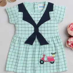 Bumzee Kids Sea Green Checks Frock-picture-23