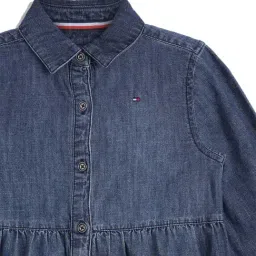 Tommy Hilfiger Kids Medium Wash Cotton Regular Fit Full Sleeves Dress image 3
