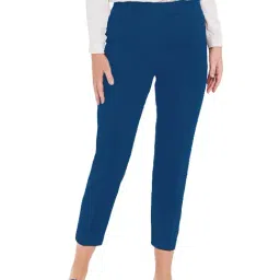 PATRORNA Blue Mid Rise Slim Fit Victorian Trousers-picture-23