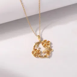 Ornate Jewels 925 Silver 18K Gold Plated Natural Yellow Citrine Pendant with Chain-picture-23