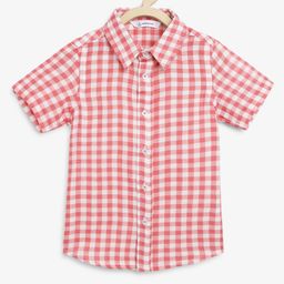 Campana 100% Cotton Half Sleeves Checks Shirt - Red White-picture-38