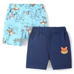 Doodle Poodle 100% Cotton Above Knee Length Shorts Monkey Print Pack of 2 - Limoges & Atomizer Blue-picture-18