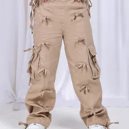 NEUDIS Cotton Pockets Detailed Solid Cargo Pants - Brown-picture-25