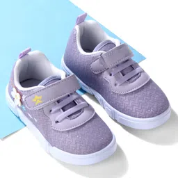 Cute Walk by Babyhug Velcro Closure Sneaker Shoes With Floral Applique - Purple-picture-30
