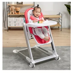 StarAndDaisy Baby High Chair, Infants Booster Seat with Wheels, Multi Functional Kids High Chair with Detachable Food Tray & Adjustable Height with 5 Point Safety Belt-Pink-image-39