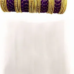 Shasmi Purple Glass Artificial Stones & Beads Bangle-picture-44