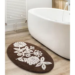Saral Home Fleur Super Soft Oval Bathmat - Brown image 2