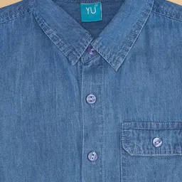 YU by Pantaloons Full Sleeves Solid Denim Shirt - Medium Blue image 3