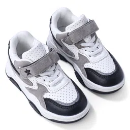 Cute Walk by Babyhug Sneaker with Lace Up & Velcro Closure - White & Black image 2