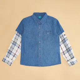 YU by Pantaloons Full Sleeves Solid Denim Shirt - Medium Blue image 4