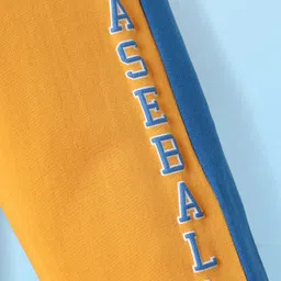 Babyhug Cotton Terry Knit Full Length Lounge Pants With Text Print - Yellow image 3