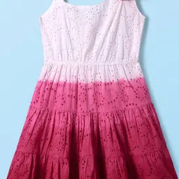 ARIAS By LARA DUTTA Girls Floral Self Design Schiffli Tiered Fit and Flare Dress-picture-37