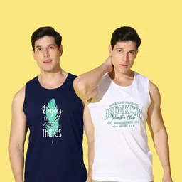 WOOSTRO Men Pack of 2 Typography Printed Round Neck Cotton Slim Fit Sports T-shirts-picture-16