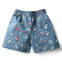 CUCUMBER Sinker Knit Above Knee Length Short With Vehicle & Boat Print Pack Of 3 - Light Blue Black & Olive Green image 4