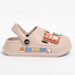 KIDLINGSS Teddy Bear & Mushroom Applique Detailed Perforated Slingback Clogs - Beige image 5