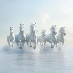PixelAura White Printed Paper Seven Horses Vastu Wall Art-picture-55