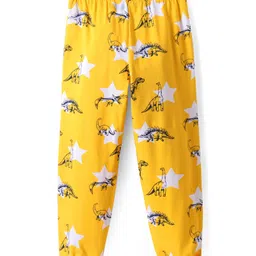 Pine Kids Single Jersey Knit Half Sleeves Night Suit with Dino Print - Yellow image 5