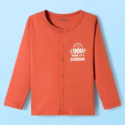 Babyoye 100% Cotton Interlock Knit Full Sleeves Jhablas With Animal Print Pack Of 3 - Rust Orange White & Orange image 4