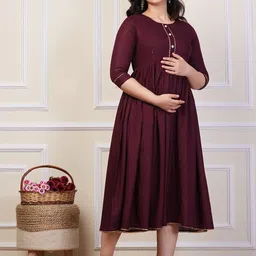 outfit 4 you Maternity Yoke Design Round Neck Anarkali Kurta image 5