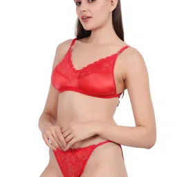 THE WEAVERS SHOP BY RAAVI Women Non-Padded Bra with Matching Thong Lingerie Set image 3