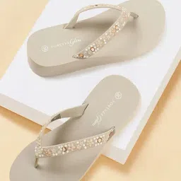 Forever Glam by Pantaloons Women's Grey Thong Wedges-picture-20