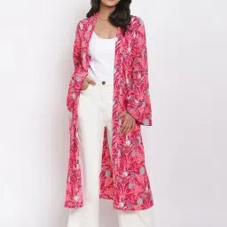 Fabindia Pink Floral Print Shrug image 1