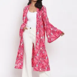 Fabindia Pink Floral Print Shrug image 5