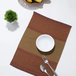 Fabindia Mirania Green Cotton Woven Table Mat - Set of 6 image 1