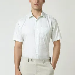 Van Heusen White Regular Fit Checks Shirt image 1