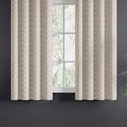 Haus & Kinder Stone Polyester Floral Champagne Crest Eyelets 5 ft Window Curtain - Set of 2-picture-31