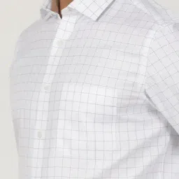 Greenfibre White Slim Fit Checked Shirt image 5
