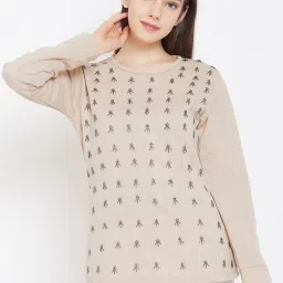 Belle Fille Beige Embellished Sweatshirt image 1