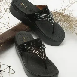 Elle Women's Black Thong Sandals image 1