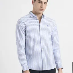Red Tape White Loose Fit Striped Shirt-image-55